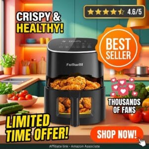 Fullwill 6 QT Air Fryer with Visible Window – 12-in-1