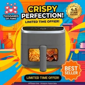 Sweetcrispy 4 Qt Air Fryer with Window 8 Presets 1500W