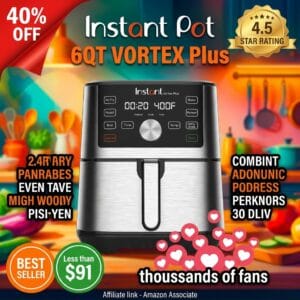 Instant Pot Vortex Plus 6QT Air Fryer, 6 in 1 Functions