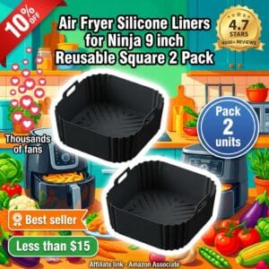 Silicone Air Fryer Liners for Ninja AF140, 9 Inch, 2 Pack