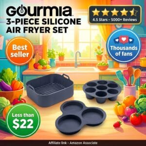 Gourmia Air Fryer Accessories Set, 3 Piece Silicone Kit