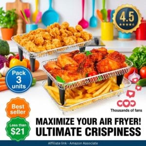 BYKITCHEN Stackable Air Fryer Rack for Ninja 10 QT – 3 Pack