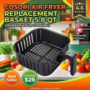 Cosori 5.8 Qt Replacement Air Fryer Basket – Nonstick