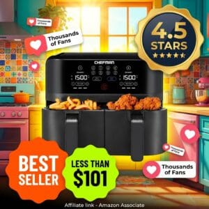 Chefman TurboFry Dual Air Fryer with 9 Qt Double Basket