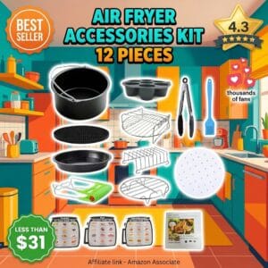Air Fryer Accessories Kit – 12 Pieces Universal for 4-6 Qt