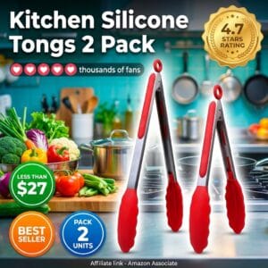 Silicone Cooking Tongs 2 Pack – 600F Heat Resistant