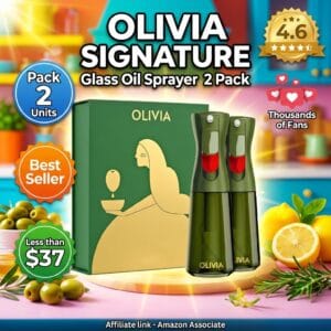 Olivia Signature Glass Oil Sprayer for Air Fryer – 2 Pack