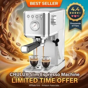 CHULUX Slim 20-Bar Espresso Machine for Cappuccino and Latte
