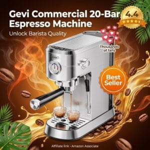 Gevi Commercial 20-Bar Espresso Machine with Milk Frother