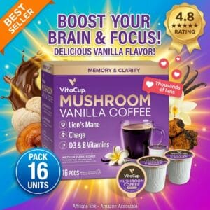 VitaCup Mushroom Coffee Pods With Vitamins – 16 Count