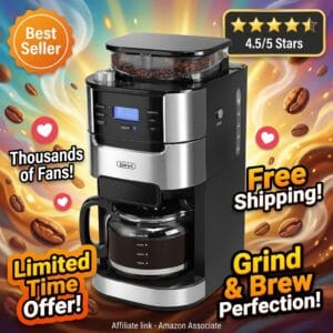 Gevi 10-Cup Drip Coffee Maker with Built-In Burr Grinder