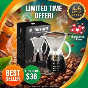 Bean Envy Pour Over Coffee Maker – Borosilicate Glass 20 oz