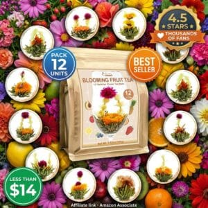 FullChea Blooming Flowering Tea – 12 Fruit Flavors Gift Set