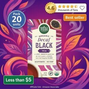 Whole Foods Organic Decaf Black Tea Bags – 20 Count
