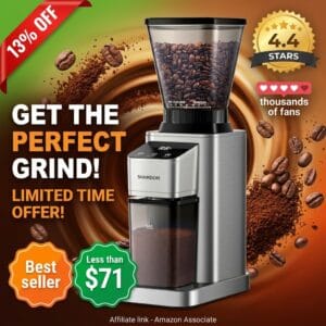 SHARDOR Conical Burr Coffee Grinder – 48 Grind Settings