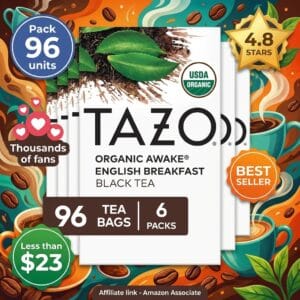 TAZO Awake Organic English Breakfast Tea Bags – 96 Count