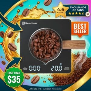 Maestri House Mini Coffee Scale with Timer – 2kg/0.1g