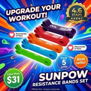 SUNPOW Pull Up Resistance Bands Set of 5 – Natural Latex