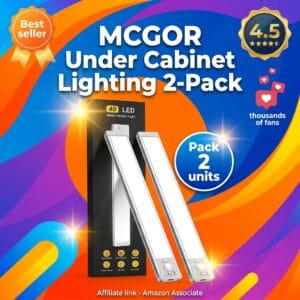 MCGOR Under Cabinet Lighting 2-Pack – Motion Sensor, Dimmable