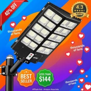 JAYNLT Solar Street Light – Motion Sensor, IP67, 3000 Sq Ft