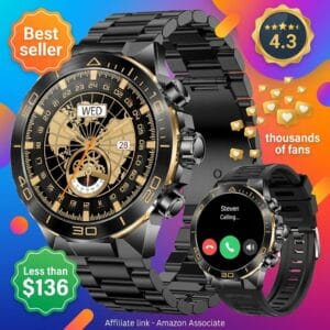 SOUYIE SM-7 Men’s Smartwatch with AMOLED Screen and 2 Straps