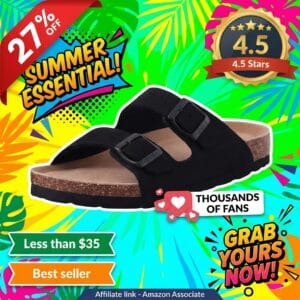 ODOLY Unisex Cork Slide Sandal with Arch Support