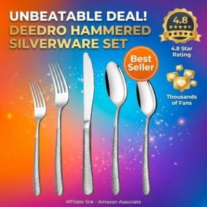 Deedro 40-Piece Hammered Silverware Set for 8 People