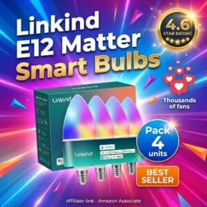 Linkind E12 Matter Smart Bulbs 4-Pack – Color Changing WiFi