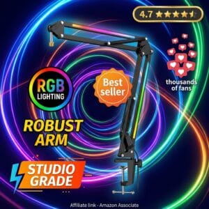 FIFINE BM38 RGB Microphone Boom Arm for Streaming Podcast
