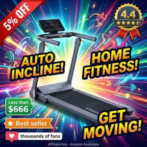 Vitalwalk Foldable Treadmill with Auto Incline and App