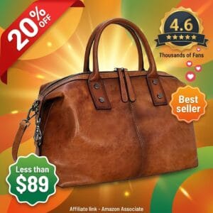 Iswee Genuine Leather Satchel Tote Bag with Top Handle