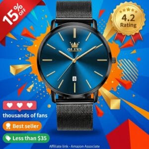 OLEVS Men’s Chronograph Watch with Brown Leather Strap