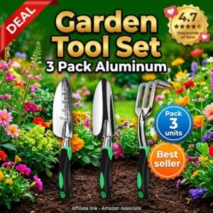 Aluminum Garden Tool Set 3 Pack with Ergonomic Handles