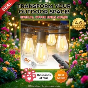 addlon 50FT LED Outdoor String Lights Shatterproof Edison