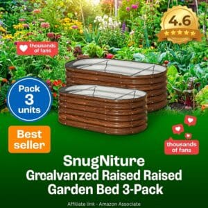 SnugNiture 3-Pack Galvanized Raised Garden Beds 4x2ft Oval
