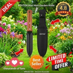 ROYTOA Hori Hori Garden Knife with Walnut Wood Handle