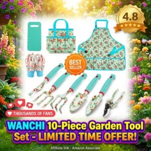 WANCHI 10-Piece Garden Tool Set with Tote Bag