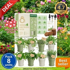 Indoor Herb Garden Kit with 8 Heirloom Seeds Windowsill