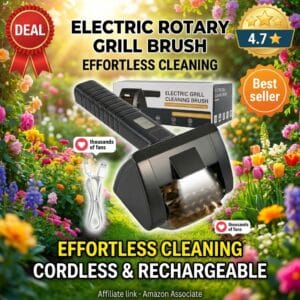 Electric Rotary Grill Brush Cordless Rechargeable with LED