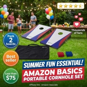 Amazon Basics Portable Cornhole Set with Carrying Case