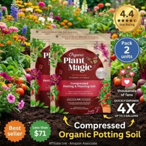 Compressed Organic Potting Soil 2-Pack – Expands 4X with Water