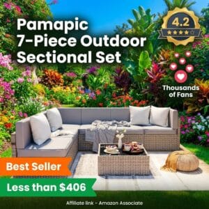 Pamapic 7-Piece All-Weather Wicker Patio Sectional Sofa