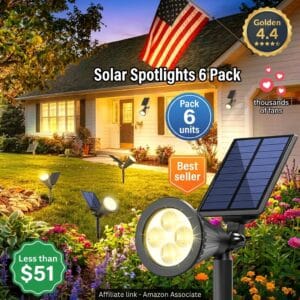 JEJOT 6-Pack Solar Spotlights Outdoor – IP65 Waterproof