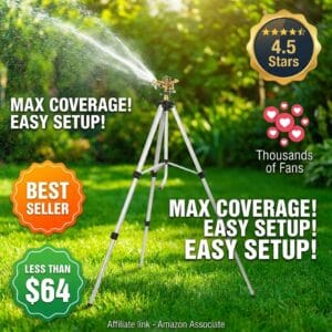 RESTMO 48-Inch Metal Impact Sprinkler on Adjustable Tripod