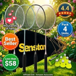 Senston Badminton Rackets Set of 4 with Carbon Fiber Frame