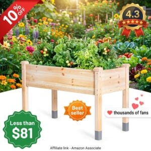 MIXC Wooden Raised Garden Bed with Legs – 48x24x31 Elevated