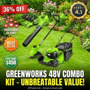 Greenworks 48V Self-Propelled Mower with Trimmer and Blower
