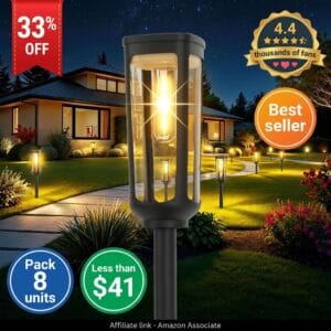 JEJOT Solar Pathway Lights 8 Pack – Warm White Waterproof