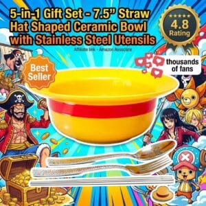 Straw Hat Ceramic Ramen Bowl – One Piece 5-in-1 Set