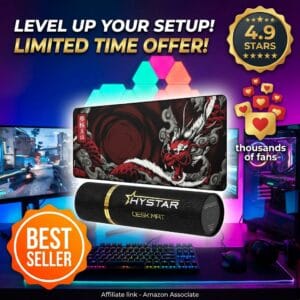 Hystar Mythic Dragon XXL Mouse Pad – Full Desk Gaming Coverage